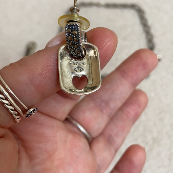 Judith Jack Marcasite Heart Necklace & Earrings - Picture 4 of 6